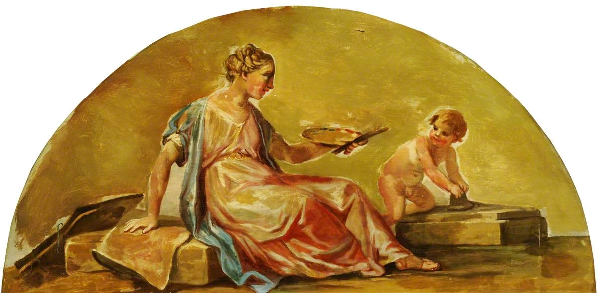 Putto con una personificazione della pittura - National Trust for Places of Historic Interest or Natural Beauty